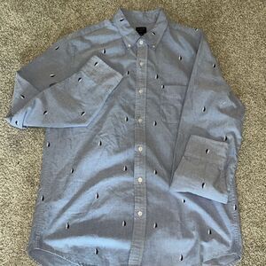 Flex- J.Crew haberdashery Blue Chambray Sailboat sailing yacht club casual shirt